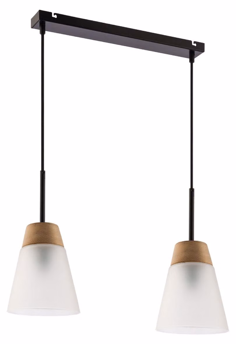 Lampada a sospensione DOMINO nero-marrone 2xE27x40W in metallo, dimensioni: 60x45x14 cm, IP20, Jupiter