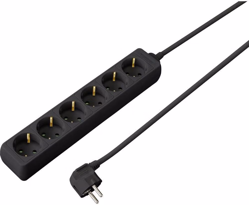 Sygonix SY-4890996 Presa multipla nera con contatto di terra 1 pz