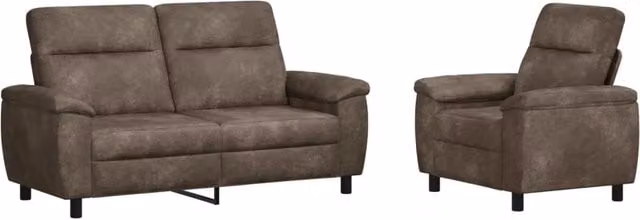 Set di 2 divani moderni vidaXL in pelle sintetica grigio scuro e nero con struttura in metallo e coperture rimovibili