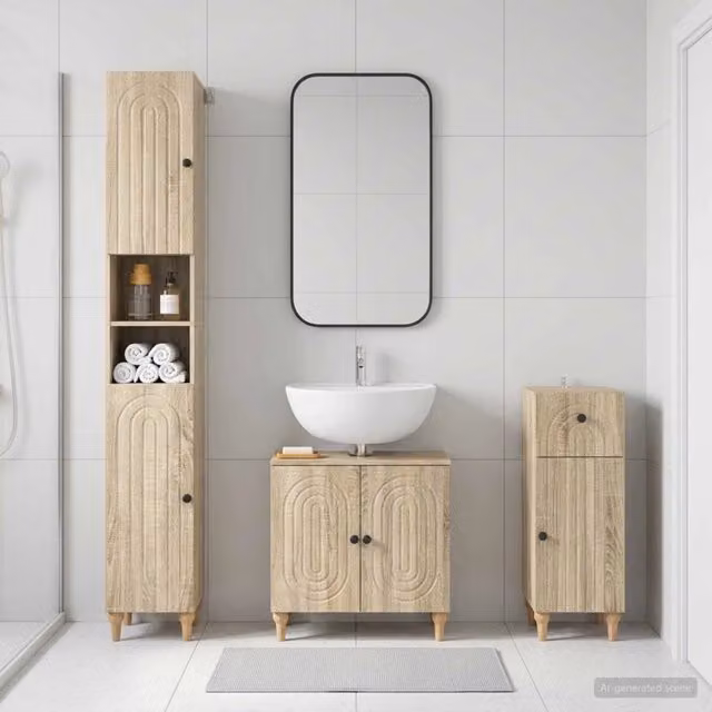 Set di armadietti da bagno in 3 pezzi ALKMAAR Rovere Sonoma 3417830
