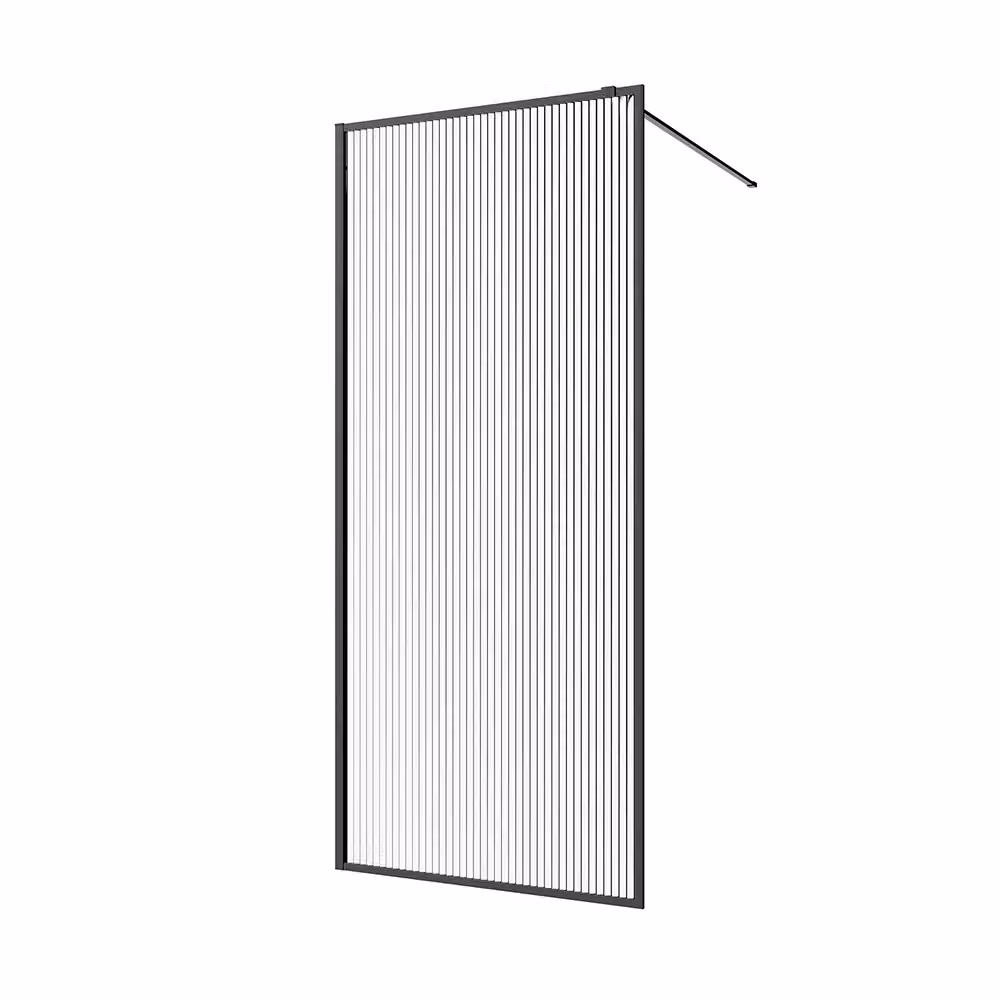 Doccia walk-in Rodi con vetro cannettato e profili neri, Larghezza: 80 cm – 2