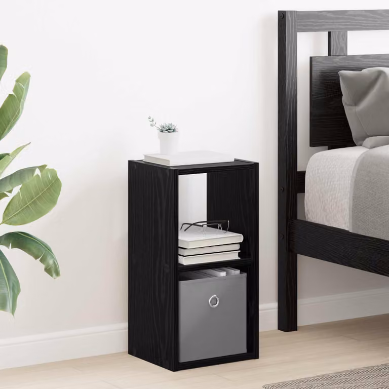 Comodino vidaXL in legno ingegnerizzato nero opaco L: 25,5 cm, P: 22,0 cm, H: 49,5 cm
