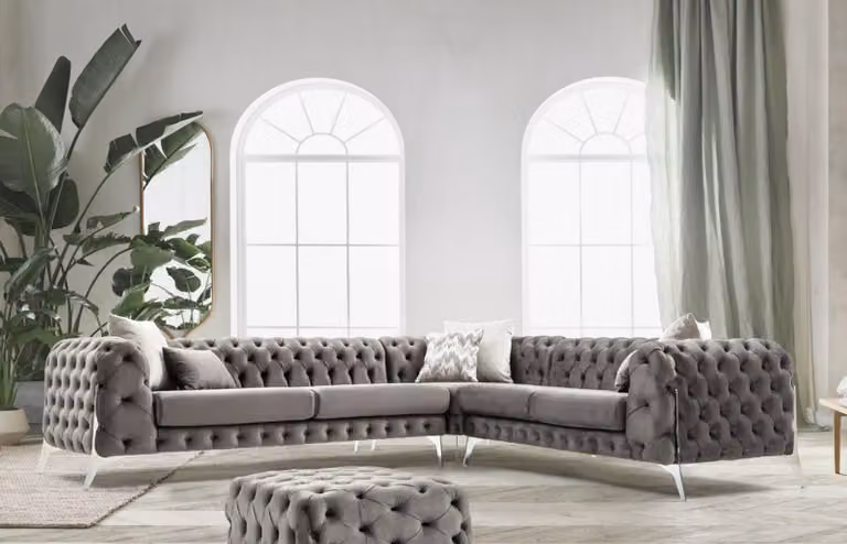 Grau Chesterfield Polstersofa Sofa Ecksofa Garnitur Polster Luxus Ecke Sofas