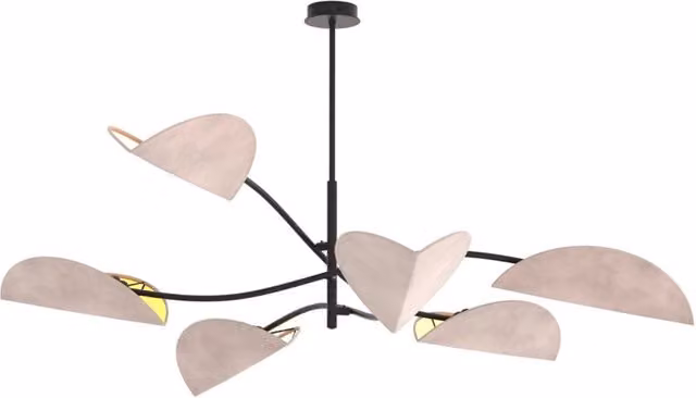 Plafoniera Moderna Mulciber Acciaio Nero Grigio 6 Luci E14