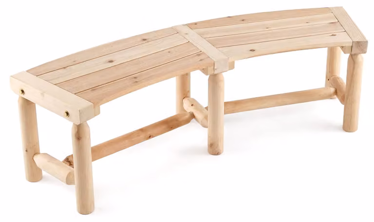 Panchina da giardino COSTWAY resistente alle intemperie, panchina in legno senza schienale, panchina ricurva a 2-3 posti con portata fino a 325 kg, panchina da terrazza e da parco in legno