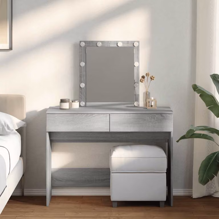 vidaXL Toeletta con LED Grigio Sonoma L: 100 cm, P: 40 cm, H: 130 cm