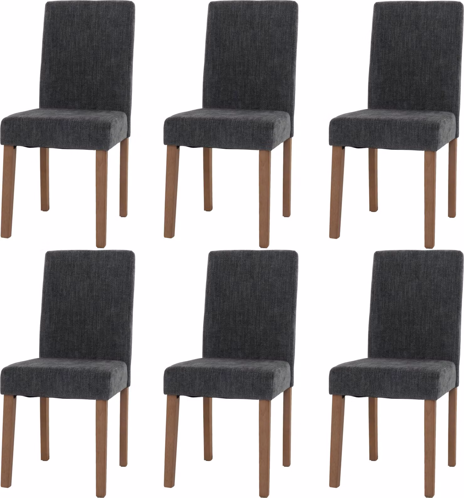 Set di 6 sedie da pranzo classiche e intramontabili | A x L x P 90 x 42 x 50 cm | Altezza seduta 47 cm | Tessuto/tessuto ciniglia Legno | Gambe color naturale | Grigio scuro | Sedia Sedia da cucina Sedia con schienale alto