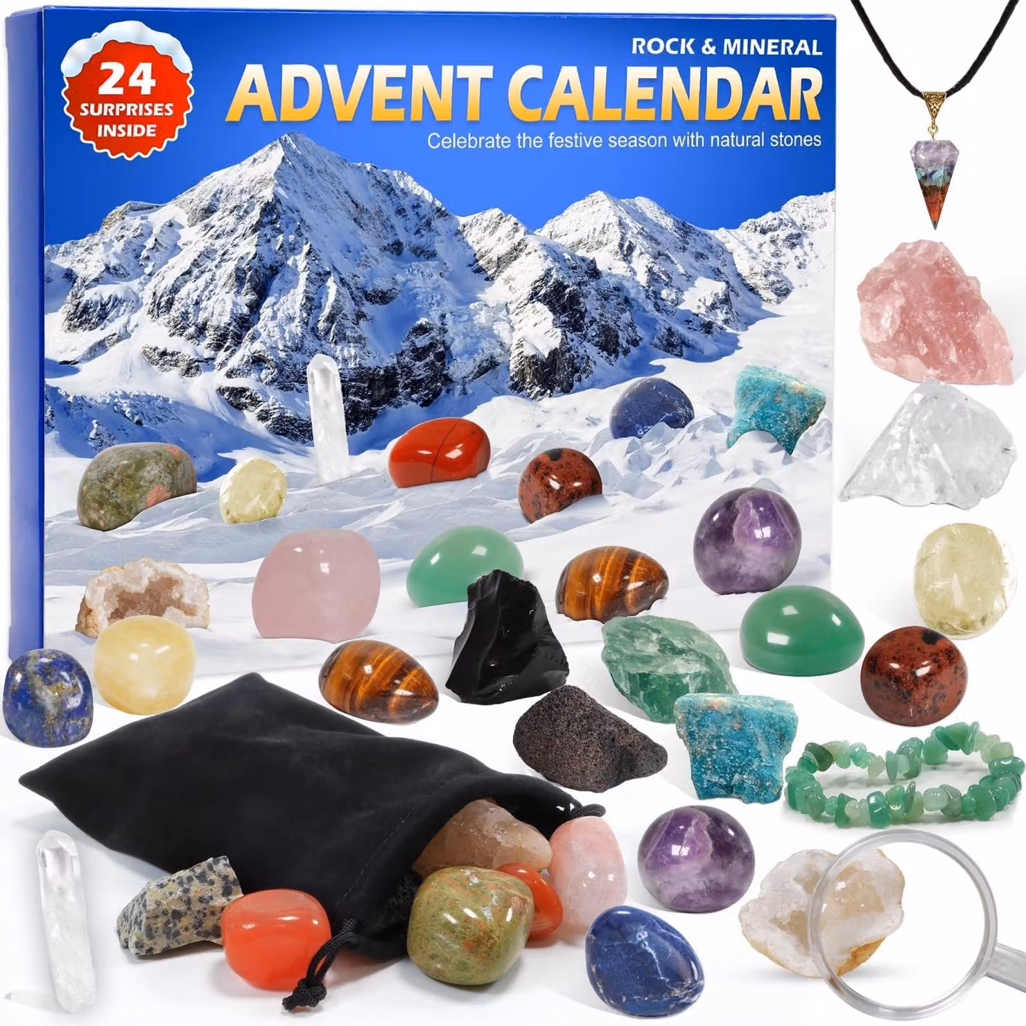 Calendario dell'Avvento 2025 "Cristalli per Bambini" - Regalo per contare i giorni fino a Natale