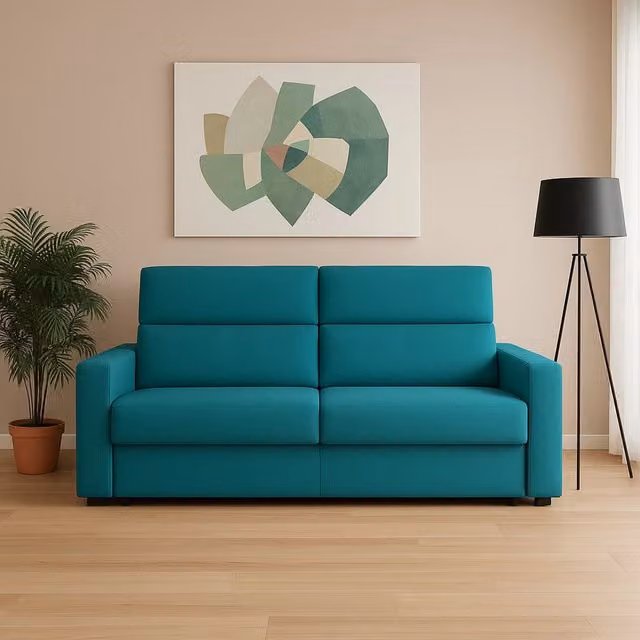 Divano Letino DMORA a 2 posti con coperture sfoderabili, Made in Italy, Azzurro, L: 200 cm, P: 95 cm, H: 100 cm – 1