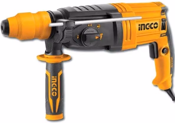 Trapano tassellatore Ingco da 950W arancione con mandrino aggiuntivo e valigetta