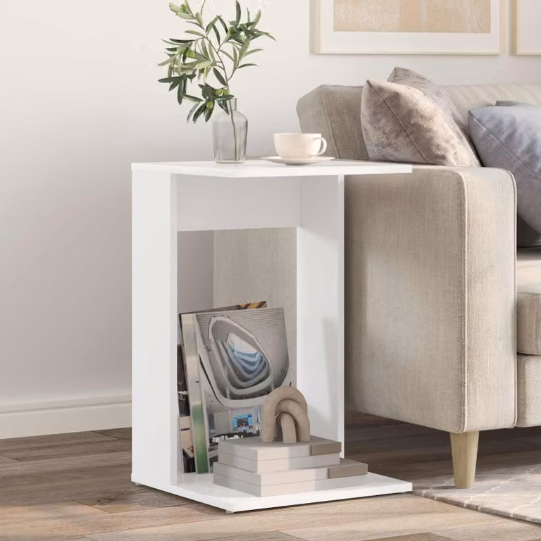 vidaXL Tavolo laterale moderno in legno MDF bianco L/P/H: 40 x 38 x 62,5 cm