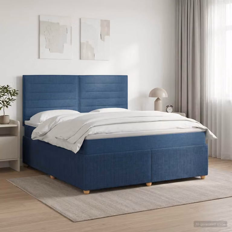Maison Exclusive - Letto boxspring con materasso e testiera blu 180 x 200 cm in tessuto