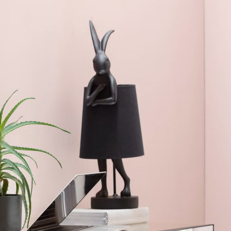 KARE Lampada da tavolo Animal Rabbit, Nero, Soggiorno / Sala da pranzo, Plastica, Design, Lampada da tavolo