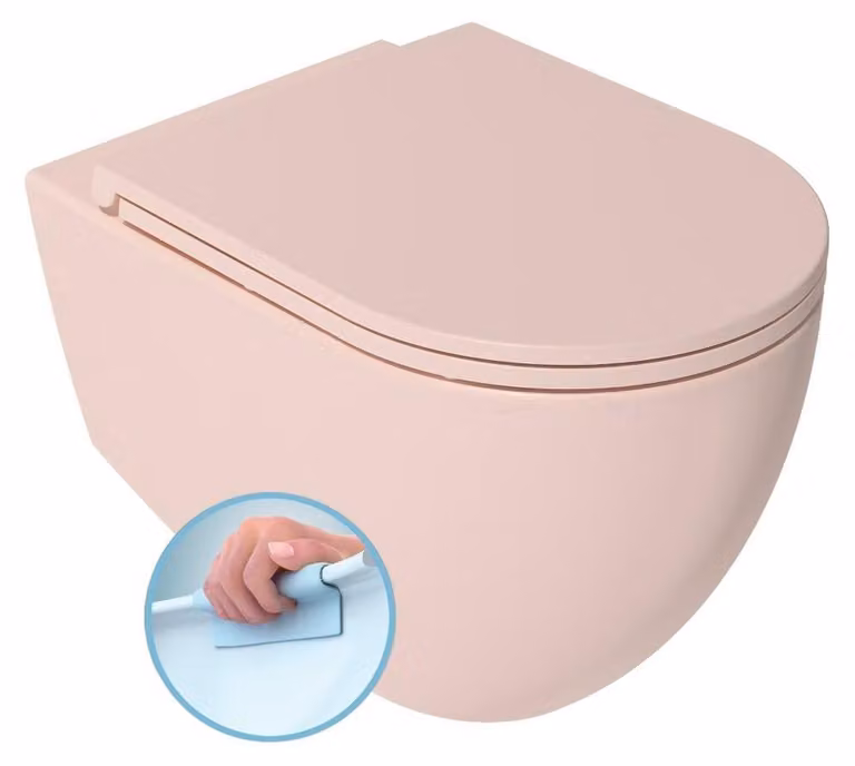 WC sospeso INFINITY, senza brida, 36,5 x 53 cm, rosa salmone