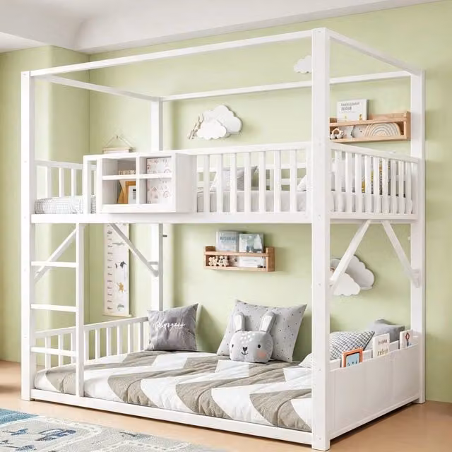 Letto a soppalco per bambini Minimal in metallo bianco L: 200 cm, P: 90 cm, H: 175 cm