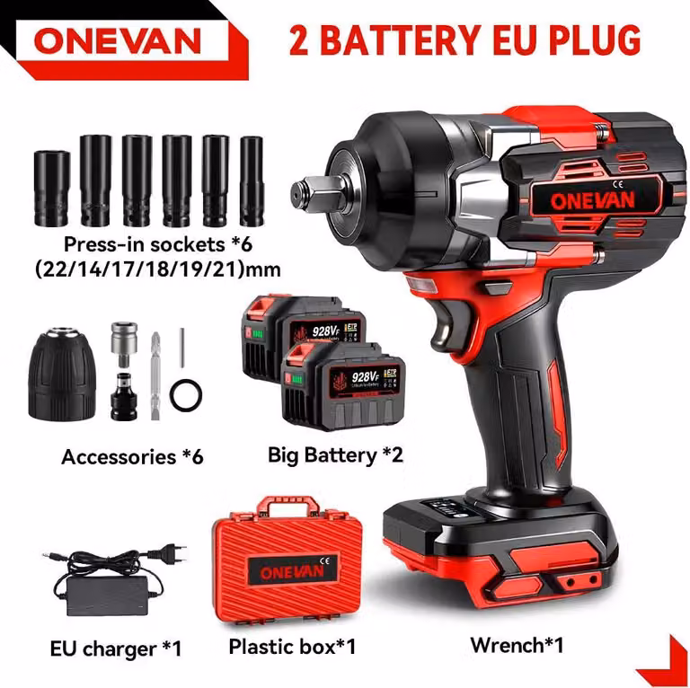 Avvitatore a impatto a batteria - Senza spazzole, senza fili - Coppia di 2800 Nm - 2 batterie di grande capacità - Per riparazioni auto/metallo - Verde