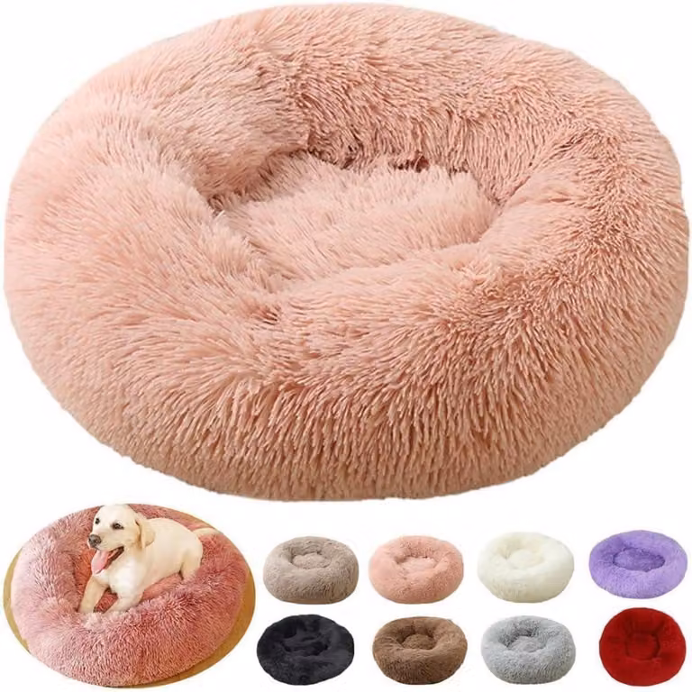 Cuccia per cani, forma rotonda, taglia XXL, lavabile, diametro 120 cm, colore rosa, aspetto in pelle