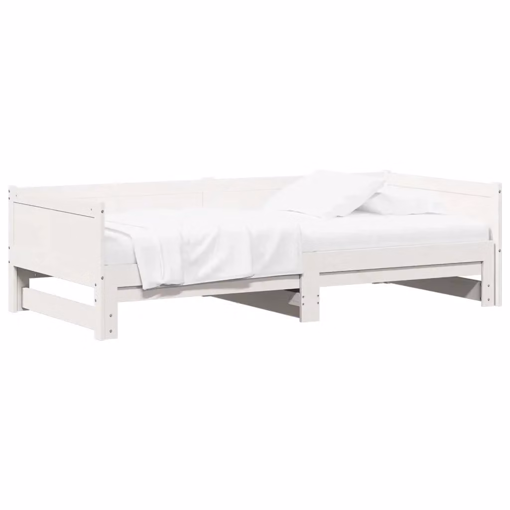 Letto giorno estraibile vidaXL in pino massello bianco L/P/H: 184 x 180 x 203,5 cm – 2