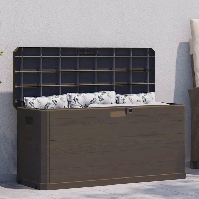 vidaXL Baule da Giardino in Plastica Marrone con Serratura e Capacità 280 L