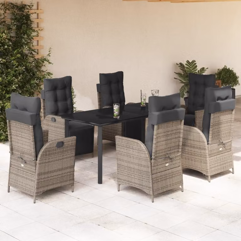 Maison Exclusive - Set da Pranzo da Giardino 7 pz con Cuscini in Polyrattan Grigio