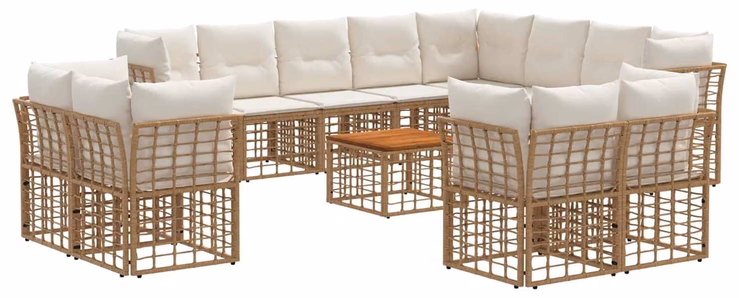 Maison Exclusive - Set da esterno per divano, 13 pezzi, 12 posti, color naturale e crema