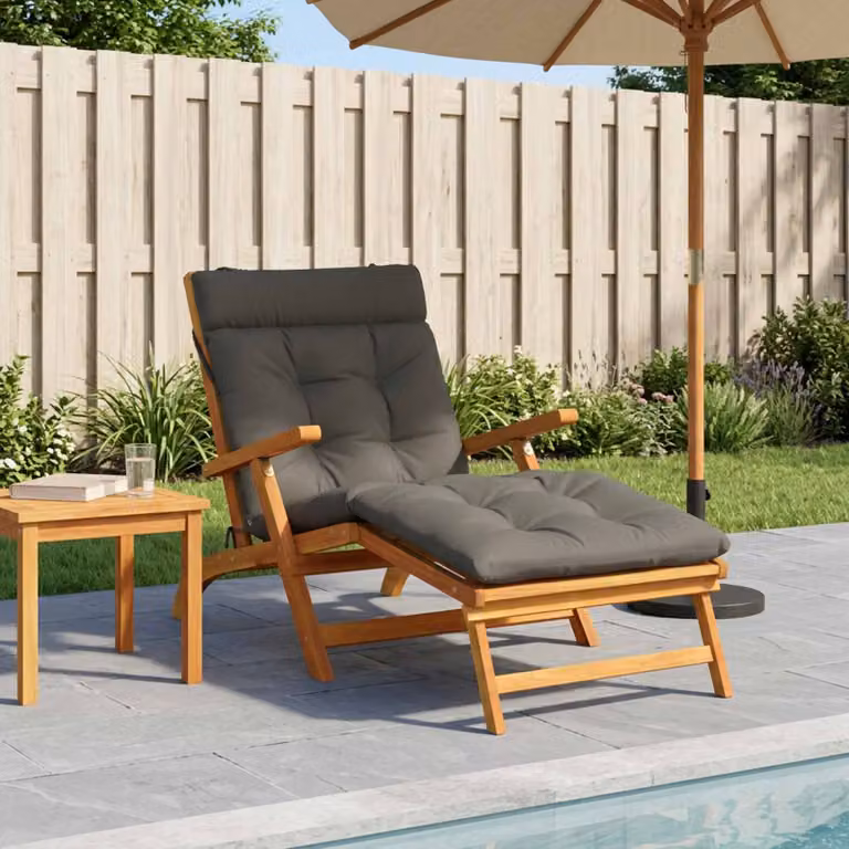 Cuscino per lettino vidaXL VIANEN in poliestere grigio con rivestimento lavabile e resistente ai raggi UV