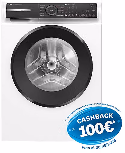 Lavatrice Bosch WGH254A0IT a caricamento frontale, Bianca, Capacità 10 kg, 1200 rpm, Classe A, Profondità: 59 cm, con Smart Home Integration e programmi a vapore