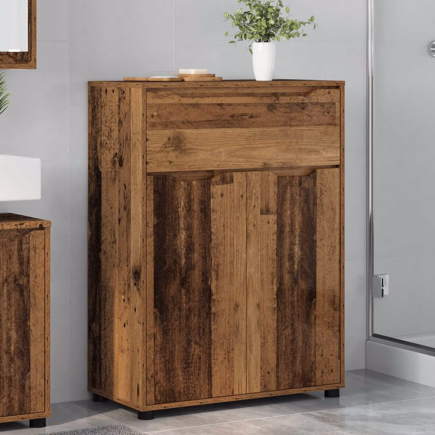 Mobile da bagno moderno vidaXL in legno effetto legno vecchio marrone L: 72,5 cm, P: 36,5 cm, H: 100 cm