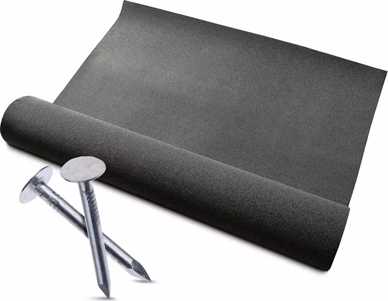 Feltro bituminoso per tetti nero Foglio di bitume per tetti Feltro per tetti con 100 chiodi Materiale: R333 - 1 rotolo - 3,3 m²