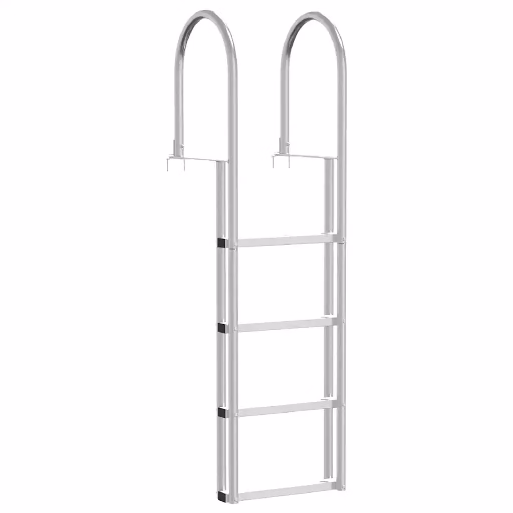 Scala da Dock a 4 Gradini vidaXL in Alluminio Argento L/P/H: 45 x 11,5 x 162 cm – 2