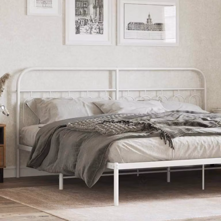 Testiera di ricambio in metallo vidaXL bianca per letto 200x200 cm