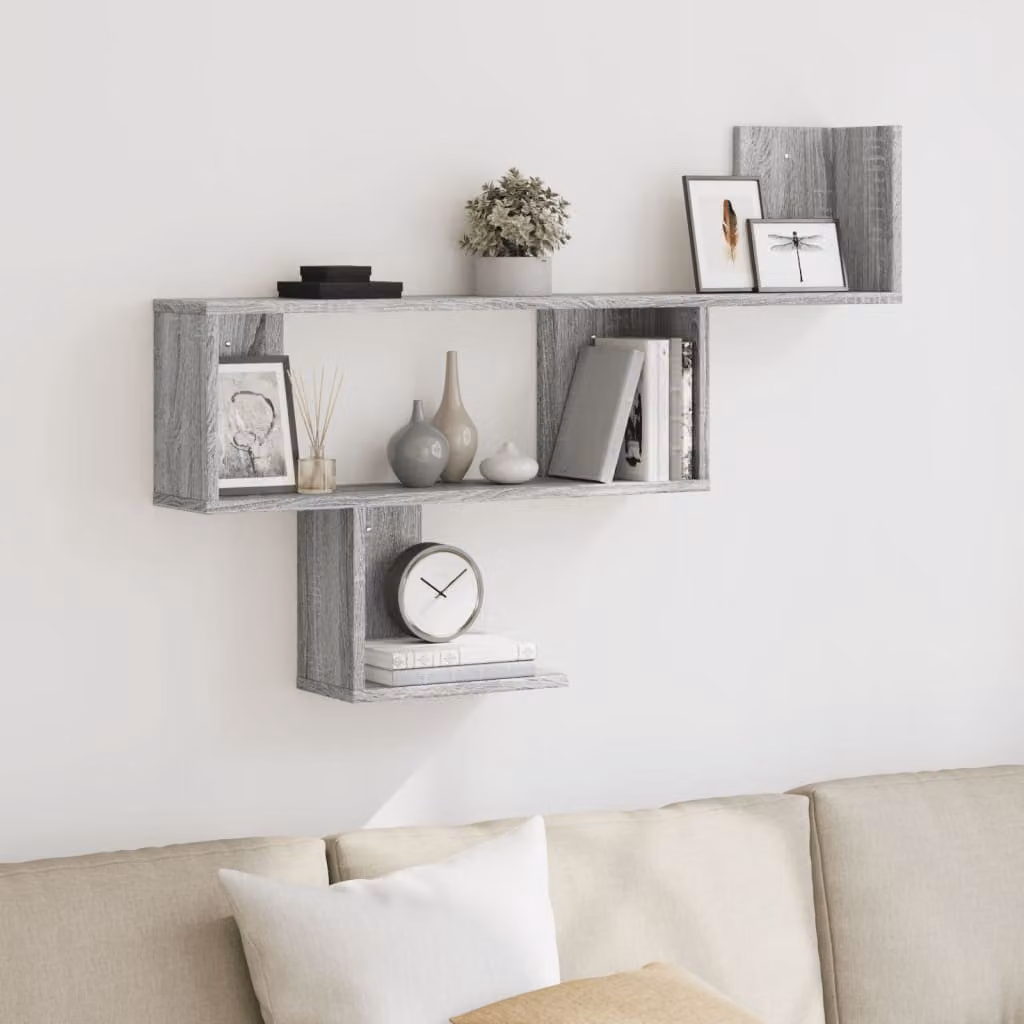 Scaffale a muro moderno vidaXL in MDF Grigio L: 100 cm, P: 15 cm, H: 70 cm