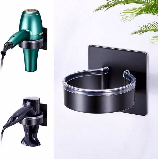 Supporto per asciugacapelli per bagno, supporto a parete con adesivo, organizer per asciugacapelli, supporto per asciugacapelli per piccoli bagni