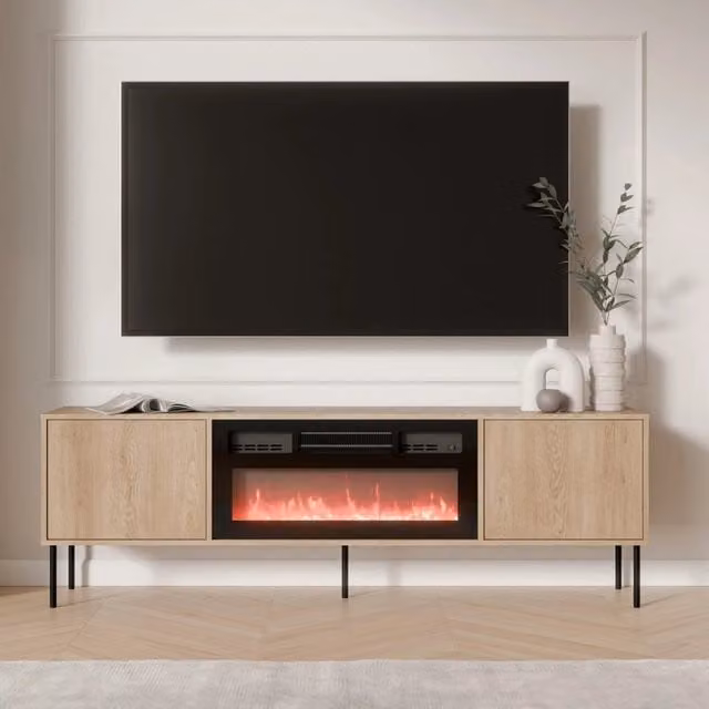 Mobile porta TV Silvi DMORA in legno marrone con un ripiano, L 180 cm x P 40 cm x H 60 cm
