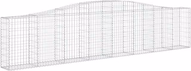 Gabbione recinto a gabbia muro di contenimento ad arco 400 x 30 x 80/100 cm ferro zincato argento 02_0040083