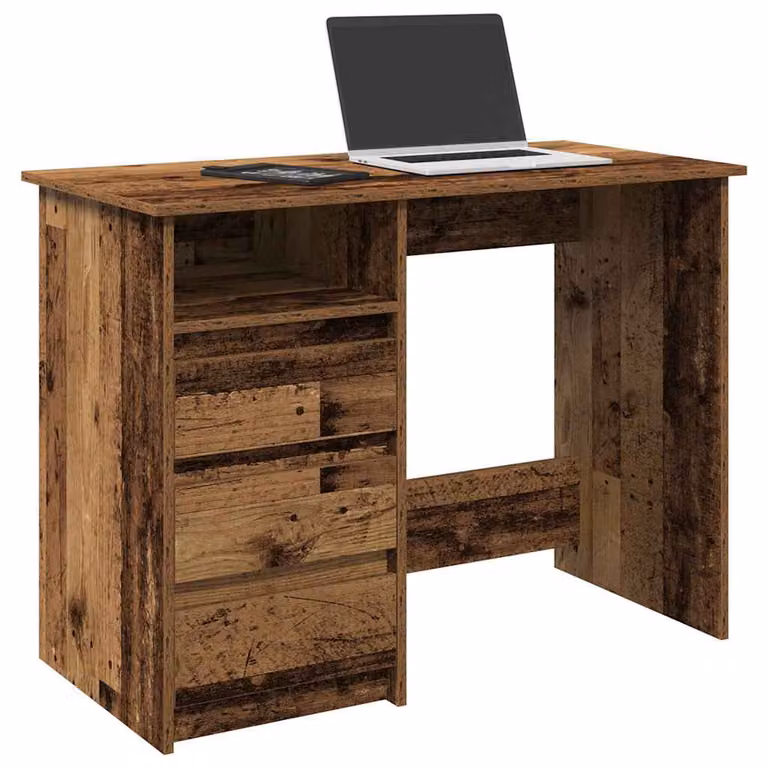 Scrivania vidaXL in legno marrone stile rustico L: 102 cm, P: 50 cm, H: 75 cm