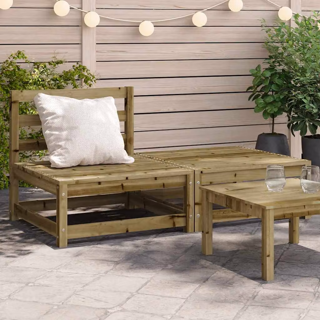 vidaXL Divano da giardino moderno in pino impregnato con poggiapiedi, marrone e beige
