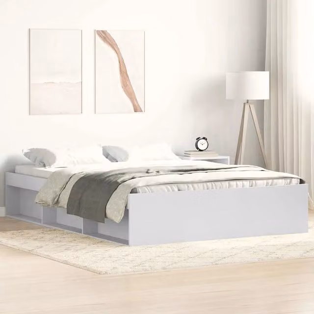 Letto con contenitore e scomparti laterali vidaXL in legno e MDF bianco L/P/H: 120 x 200 x 151 cm