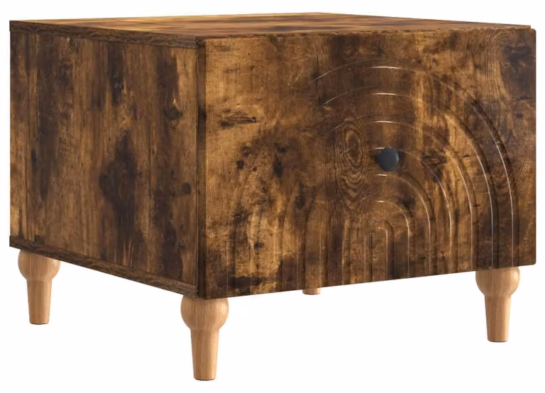 Tavolino da salotto con spazio contenitivo in stile vintage, in legno di faggio affumicato