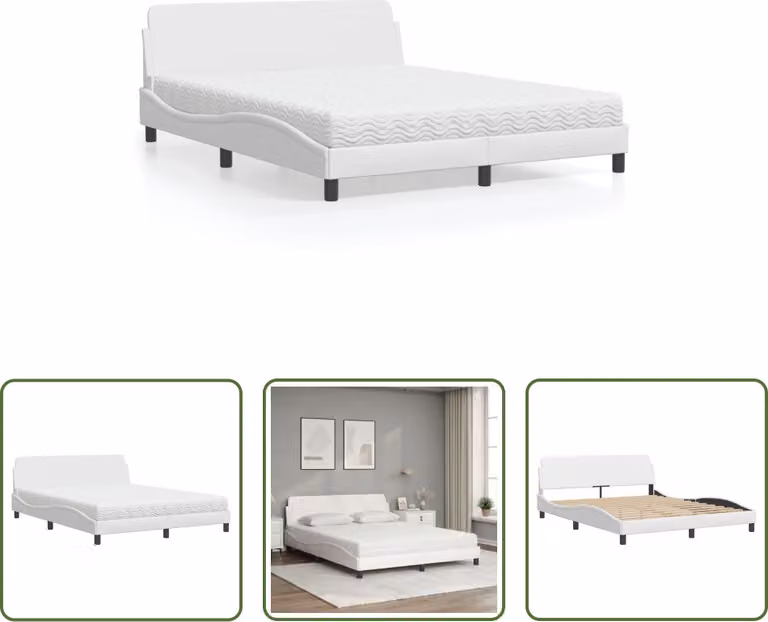 The Living Store Letto con materasso bianco 160x200 cm in ecopelle