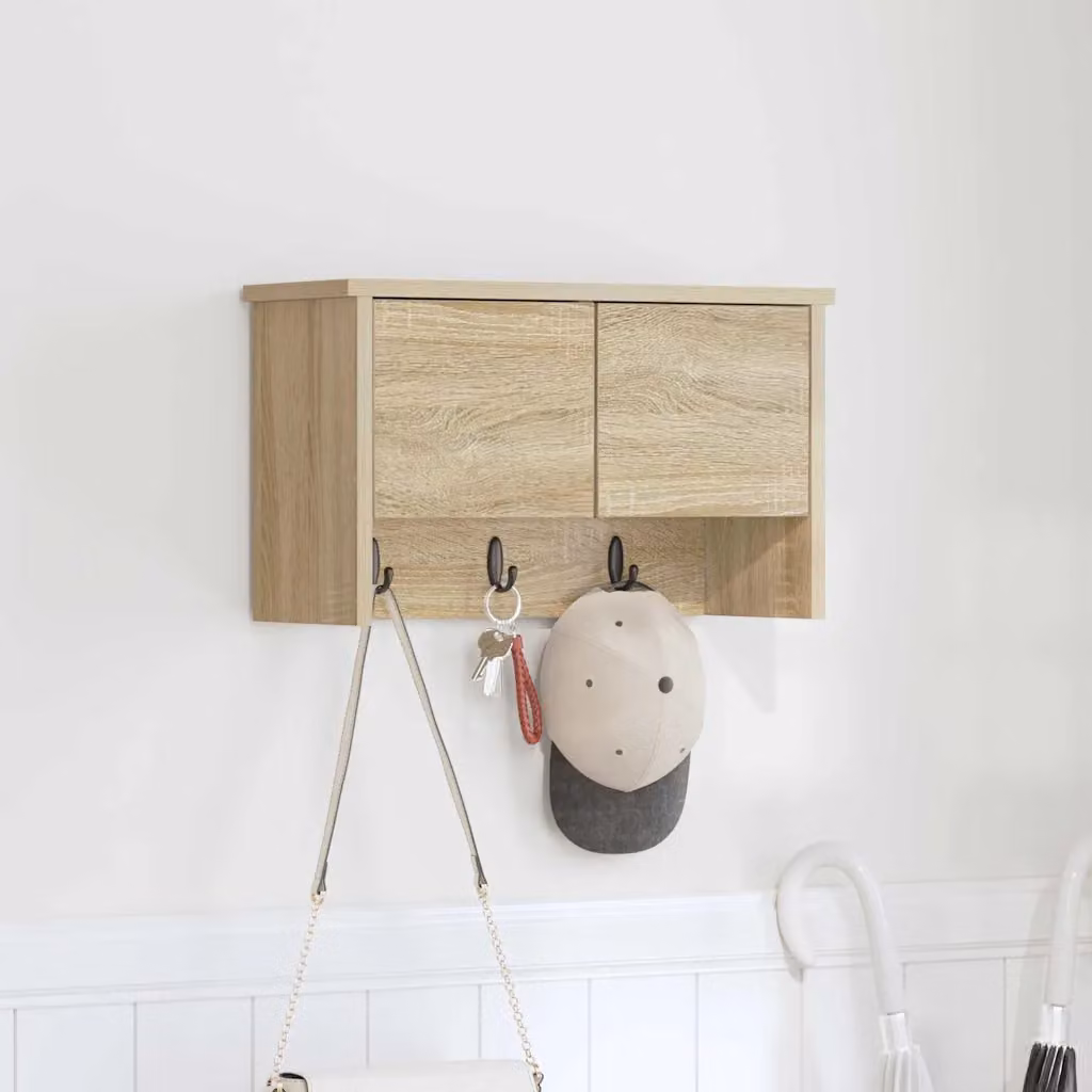vidaXL Appendiabiti a muro moderno in MDF Rovere Sonoma, L 50 x P 20 x H 30 cm
