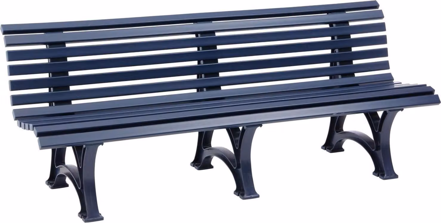 Panchina da giardino Jamaica | 4 posti | Blu | HxLxP 80x200x64cm | Plastica resistente agli agenti atmosferici e ai raggi UV | Panchina da parco Panchina da esterno Balcone da giardino Terrazza