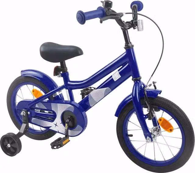 Bicicletta per bambini da 14 pollici blu con struttura in metallo e pneumatici in gomma – 1