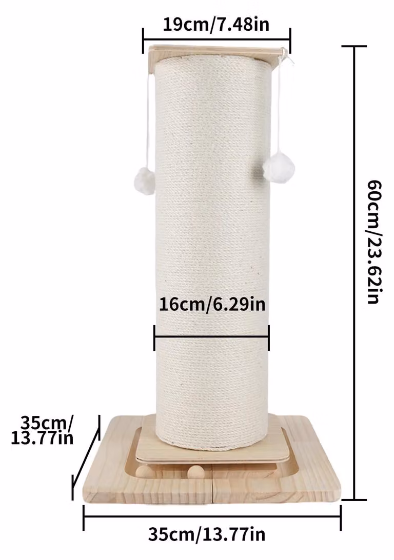 Albero per gatti - in legno - altezza 60 cm - verticale - a un piano - base ampia e stabile