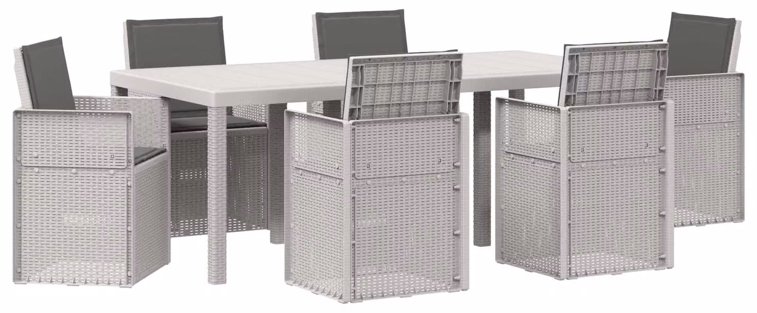 Set da Pranzo per Giardino 7 pcs Bianco e Antracite PP