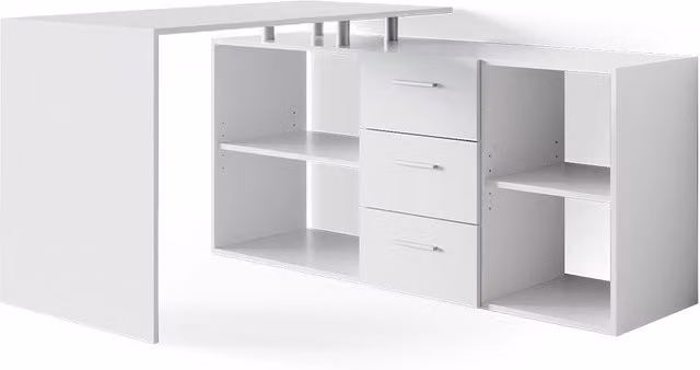 Scrivania angolare Dante Bianco 215 x 60 cm Vicco