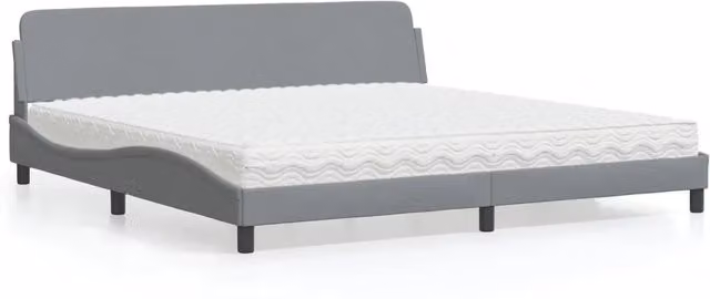 Letto moderno vidaXL con materasso in schiuma e cassetti, grigio e bianco, L/P/H: 200 x 200 x 74,5 cm