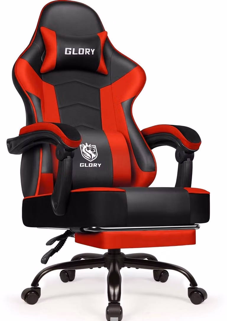 Sedia da gaming con poggiapiedi, sedia ergonomica da gaming, poltrona da gaming con cuscino lombare regolabile, dotata di supporto lombare e poggiatesta regolabili