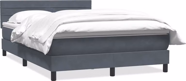 Giroletto a Molle con Materasso Grigio Scuro 160x210 cm Velluto