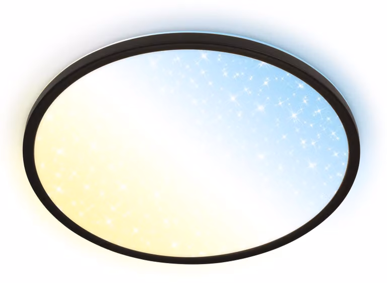 Briloner SLIM Pannello LED, telecomando, dimmerabile, CCT, cielo stellato, nero, Ø37,5 x 4,5 cm